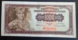 #1      Yugoslavia 1000 Dinara 1955  - With Number 2 - Yougoslavie