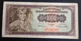 #1      Yugoslavia 1000 Dinara 1955  - With Number 2 - Yougoslavie