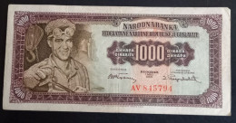 #1      Yugoslavia 1000 Dinara 1955  - With Number 2 - Jugoslawien