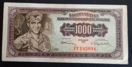 #1      Yugoslavia 1000 Dinara 1955  - With Number 2 - Joegoslavië