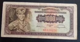 #1           1000 DINARA 1955 WITHOUT NUMBER 2 IN LOWER RIGT CORNER - Yugoslavia