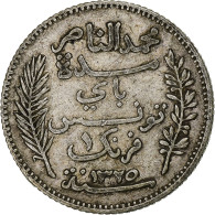 Tunisie, Muhammad Al-Nasir Bey, Franc, 1907, Paris, Argent, TB+, KM:238 - Túnez