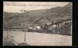 CPA Aigueblanche, L`Isère Et La Ligne électrique Moutiers-Lyon  - Moutiers