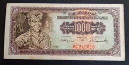 #1           1000 DINARA 1955 WITHOUT NUMBER 2 IN LOWER RIGT CORNER - Yugoslavia