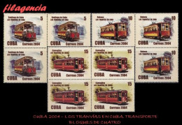 CUBA. BLOQUES DE CUATRO. 2004-08 TRANVÍAS DE CUBA - Unused Stamps
