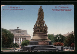 AK St. Pétersbourg, Monument De Catherine La Grande Et Le Théâtre Russe Alexandra  - Russia