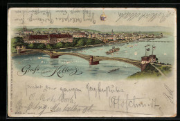 Lithographie Koblenz, Uferpartie Mit Brücke, Halt Gegen Das Licht  - Koblenz