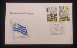 D)1977, URUGUAY, FIRST DAY COVER, ISSUE, CL ANNIVERSARY OF THE NATIONAL POSTAL SERVICE, POST OFFICES, POSTAL CODES, FDC - Uruguay