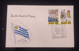 D)1977, URUGUAY, FIRST DAY COVER, ISSUE, CL ANNIVERSARY OF THE NATIONAL POSTAL SERVICE, ORDERING THE LETTERS, POSTMAN, F - Uruguay