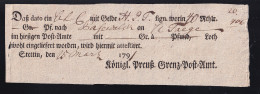 1791 Ortsdruck-Postschein Des Königl. Preuß. Grenz=Post=Amt Stettin - Vorphilatelie