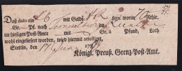 1793 Ortsdruck-Postschein Des Königl. Preuß. Grenz=Post=Amt Stettin - Vorphilatelie