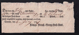 1791 Ortsdruck-Postschein Des Königl. Preuß. Grenz=Post=Amt Stettin - Vorphilatelie