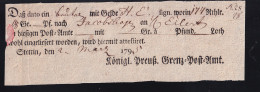 1791 Ortsdruck-Postschein Des Königl. Preuß. Grenz=Post=Amt Stettin - Vorphilatelie