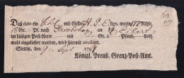 1791 Ortsdruck-Postschein Des Königl. Preuß. Grenz=Post=Amt Stettin - Vorphilatelie