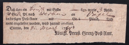 1795 Ortsdruck-Postschein Des Königl. Preuß. Grenz=Post=Amt Stettin - Vorphilatelie