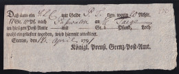 1791 Ortsdruck-Postschein Des Königl. Preuß. Grenz=Post=Amt Stettin - Vorphilatelie