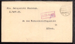 Hamburg OSt. WANDSBEK *1a 13.9.23 + Roter R1 Gebühr Bezahlt Auf Dienst-Bf.  - Other & Unclassified