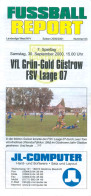 Fußball-Programm PRG VfL Grün-Gold Güstrow - FSV Laage 07 30. 9. 2000 Laager SV 03 BSG Traktor Corso Dynamo Barlachstadt - Programma's