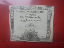 FRANCE 15 SOLS 1792 Circuler (B.33) - Assignate