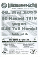 Fußball-Programm PRG SC Buer-Hassel 1919 Vs DJK TuS Hordel 8. 5. 2003 Gelsenkirchen-Nord Bochum Lüttinghof Westfalen - Programma's