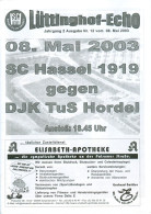 Fußball-Programm PRG SC Buer-Hassel 1919 Vs DJK TuS Hordel 8. 5. 2003 Gelsenkirchen-Nord Bochum Lüttinghof Westfalen - Programme