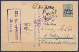 EP CP 5c Vert (OC2) Càd "K.D. FELDPOSTSTAION N°79 /14/2" (1916) Pour ST. LUDWIG Elsass (St-Louis Alsace) - Cachet [Milit - Ocupación Alemana