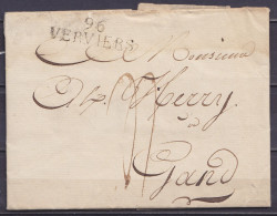 L. Datée 1e Décembre 1814 De VERVIERS Pour GAND - Griffe "96/ VERVIERS" - Port "3" - 1794-1814 (Periodo Frances)