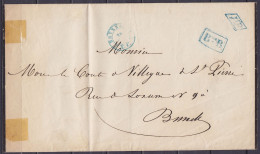 Imprimé Mortuaire Du Château De Roisin Càd Imprimés "BRUXELLES /28 JUIN/ P.P." (1848) Pour Comte De Villegas De St-Pierr - 1830-1849 (Unabhängiges Belgien)