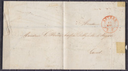 Imprimé Mortuaire (sans Contenu) Càd Imprimés "ANVERS /13 AVR./ P.P." (1850 ?) Pour Baron Dellafaille D'Huysse à GAND (a - 1849-1850 Medaillons (3/5)