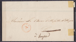 Imprimé Mortuaire (sans Contenu) Càd Imprimés "ANVERS /8 JUIN/ P.P." (1850) Pour Baron Dellafaille D'Huysse à GAND Réexp - 1849-1850 Medallones (3/5)