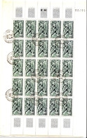 Feuille Complète De 25 Timbres N° 859 Oblitérés, Avec Cachets Du 12/03/1950 - Gebruikt