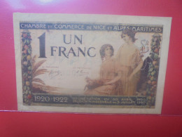 NICE 1 FRANC 1920/22 Circuler (B.33) - Chambre De Commerce