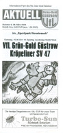 Fußball-Programm PRG VfL Grün-Gold Güstrow Vs Kröpeliner SV 47 8. 3. 2003 BSG Traktor Kröpelin GG Mecklenburg-Vorpommern - Programma's