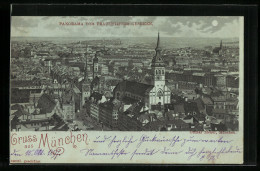 Mondschein-Lithographie München, Panorama Vom Frauenthurm Gesehen  - Muenchen