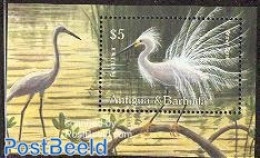 Antigua & Barbuda 2002 Birds S/s /Egretta Thula, Mint NH, Nature - Birds - Antigua And Barbuda (1981-...)