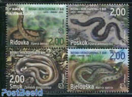 Bosnia Herzegovina - Croatic Adm. 2012 Snakes 4v [+], Mint NH, Nature - Reptiles - Snakes - Bosnie-Herzegovine