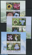 India 2013 Wild Flowers 3 S/s, Mint NH, Nature - Flowers & Plants - Unused Stamps