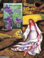 Bosnia Herzegovina - Croatic Adm. 2018 Flowers & Myths S/s, Mint NH, Nature - Flowers & Plants - Art - Fairytales - Märchen, Sagen & Legenden