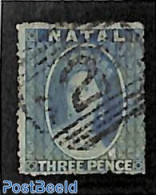 Natal 1861 3d, Perf. 15, Used, Used Stamps - Natal (1857-1909)