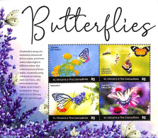 Saint Vincent 2021 Butterflies 4v M/s, Mint NH, Nature - Butterflies - St.Vincent (1979-...)