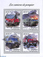 Central Africa 2019 Fire Engines 4v M/s, Mint NH, Transport - Automobiles - Fire Fighters & Prevention - Autos