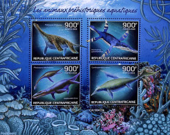 Central Africa 2019 Prehistoric Sea Animals 4v M/s, Mint NH, Nature - Prehistoric Animals - Vor- U. Frühgeschichte