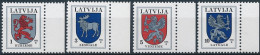 Mi 371-374 I A ** MNH / Definitives, Coat Of Arms Of Historical Latvian Lands, Heraldry - Lettland