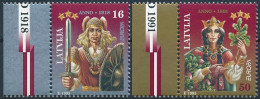 Mi 414-415 ** MNH / CEPT Europa, Peace & Freedom / Lačplesis, Spidola, National Epic Poetry - Lettland