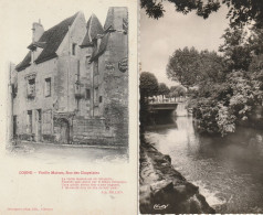 COSNE - 1 CPA ; Vieilles Maisons Ru Des Chapelains + 1 CPSM : Le Déversoir Sur Le Nohain - Cosne Cours Sur Loire