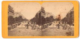 Vue Stéréoscopique-Photo Adolphe Block, Paris,  Vue De Paris, Boulevard De Madelaine  - Fotos Estereoscópicas