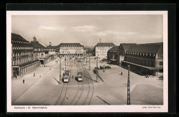AK Karlsruhe, Bahnhofsplatz, Strassenbahnen  - Karlsruhe