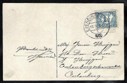 Kortebalkstempel EVERDINGEN (Z.H.) 1 Op Fantasiekaart 1920  - Poststempels/ Marcofilie