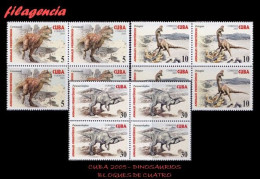 CUBA. BLOQUES DE CUATRO. 2005-04 FAUNA PREHISTÓRICA. DINOSAURIOS - Unused Stamps
