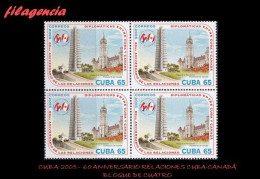 CUBA. BLOQUES DE CUATRO. 2005-10 60 ANIVERSARIO DE LAS RELACIONES DIPLOMÁTICAS CUBA-CANADÁ - Neufs